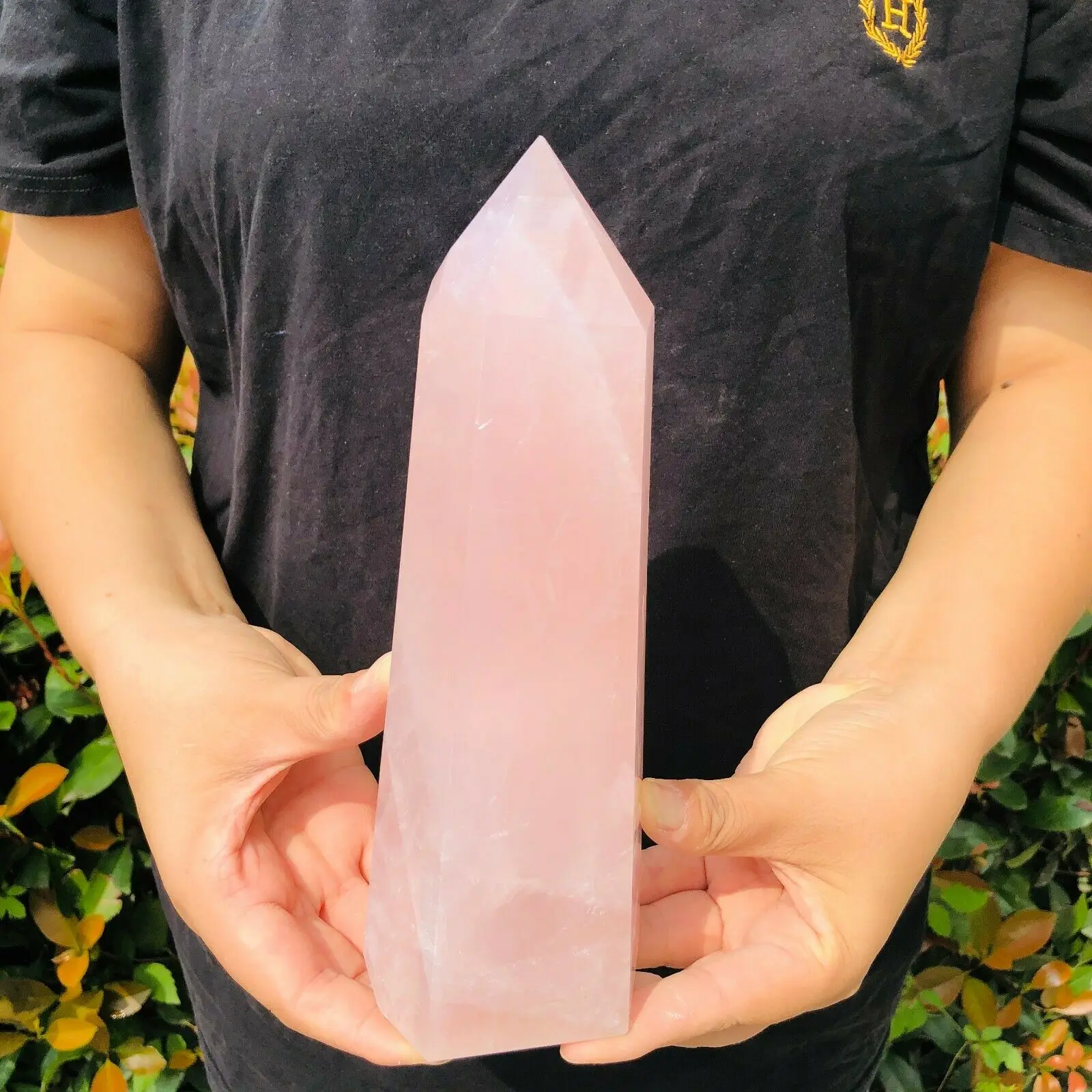 

Natural Pink Rose Quartz Crystal Obelisk Wand Point Healing