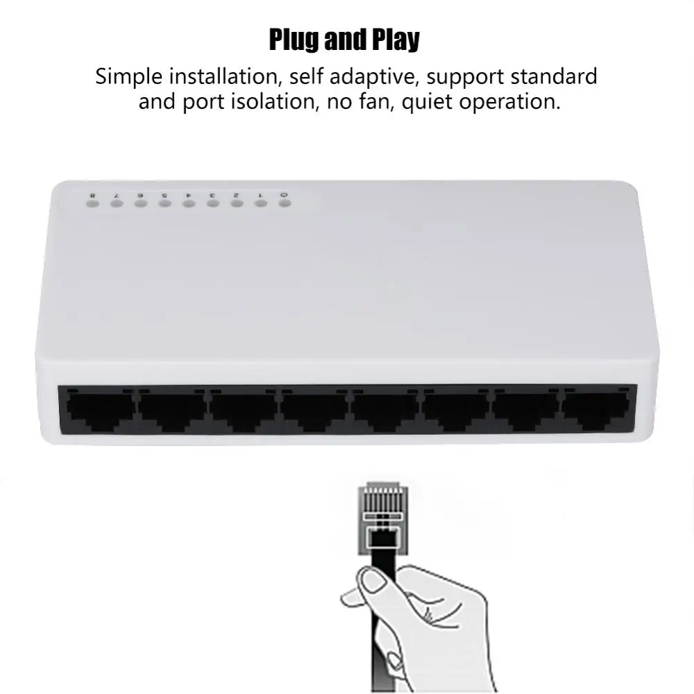 Высокое качество 8 портов умный Ethernet переключатель 10 100 Мбит/с штепсельная вилка