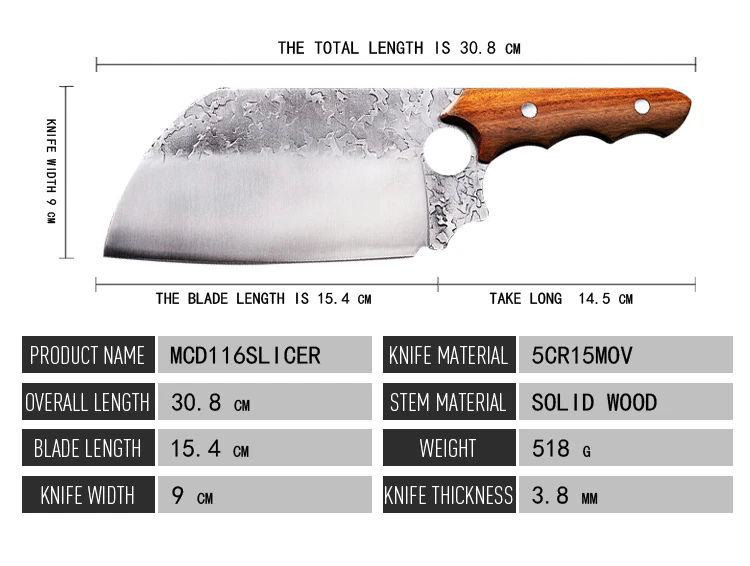 

IGOODS 5 inch Kitchen Knife Stainless Steel Meat Chopping Cleaver Slicing Vegetables Chinese Chef Knife