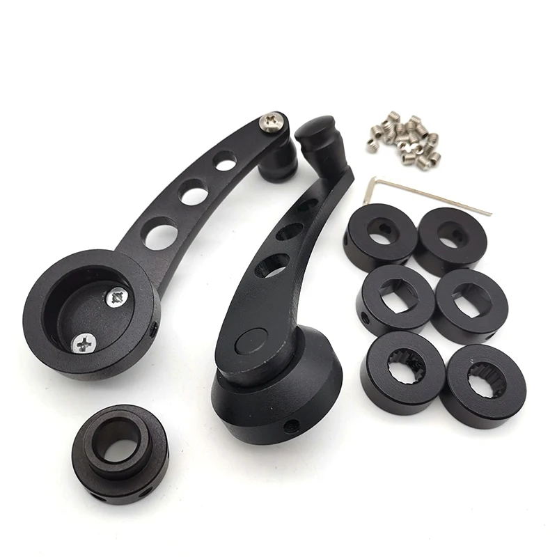 

2pcs Car Billet Aluminum Manual Door Handle Crank Window Winder Kit Black