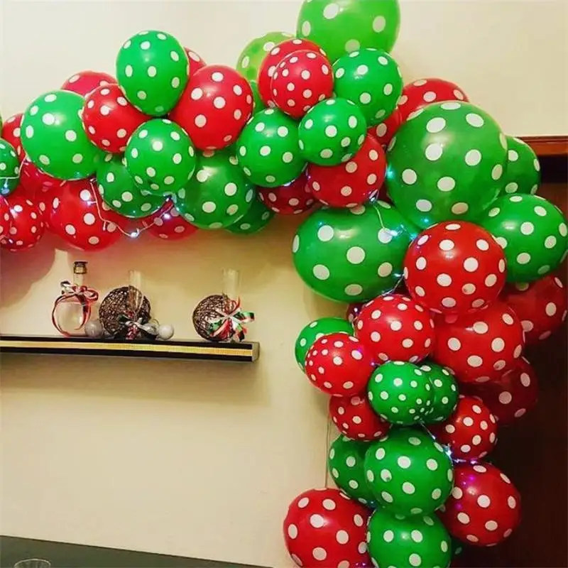 

62pcs/Set Merry Christmas Latex Balloons Garland Arch Kit Green Red With Polka Dot Ball For Xmas Birthday Newyear Party Decor