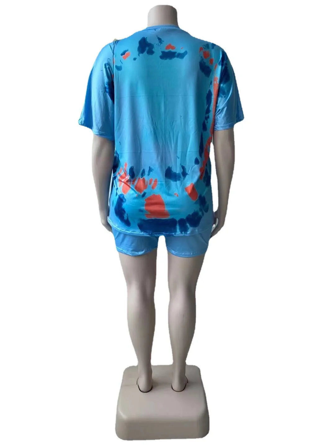 

2021 Summer Women's Plus Size European and American Rock Band Super Loose Printed Tops and Pants Two-Piece Shorts Short Sleeves