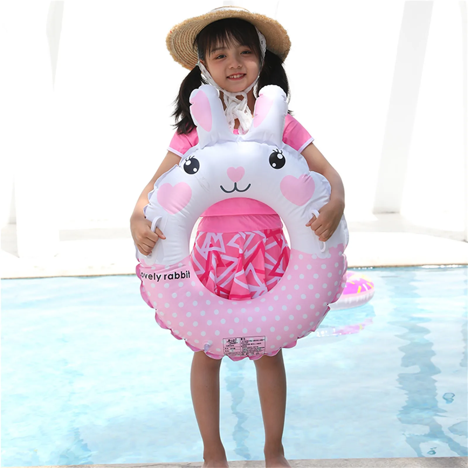 

baby swimming ring Inflatable Rabbit With Handle Swim Ring For Fun Water Toy Pool & Beach Parties flotador piscina