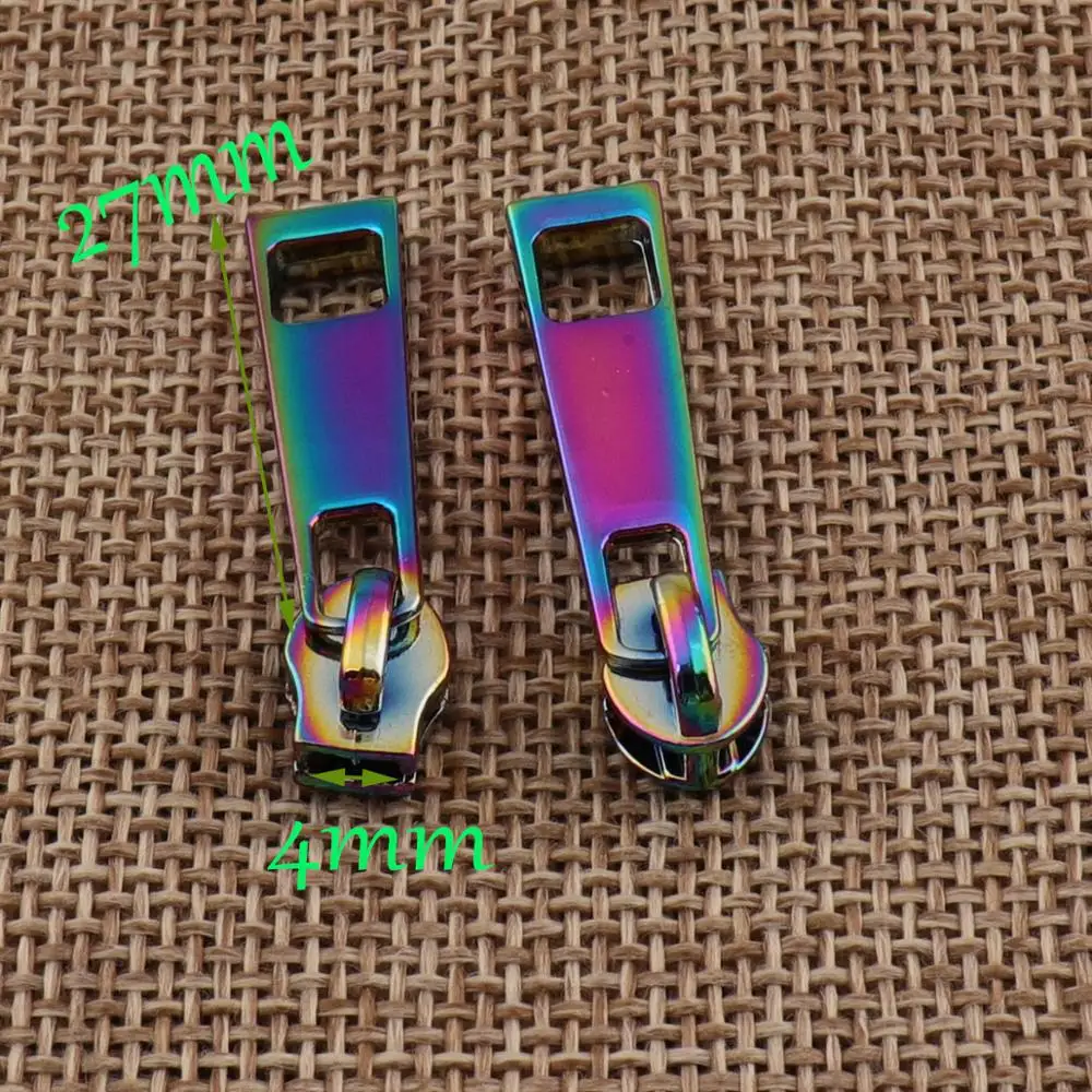 

10 шт., Радужный наконечник-слайдер на молнии, длинные наконечники на молнии, свободные слайдеры, поставка сумок, стрелки на молнии #-4 мм