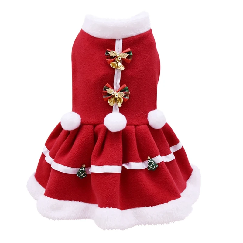 

Pet Xmas Dress Pets Autumn /Winter Warm Clothes for Dog Puppy Warm Fleece Skirt Pet Dogs Festival Apparel