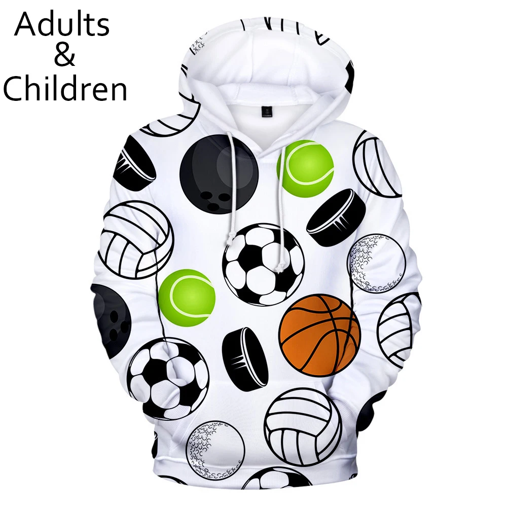 

3D print Many kinds of balls Hoodies Men Women Sweatshirts Fashion Kids Hoodie Suitable 3D football soccer boys girls pullovers