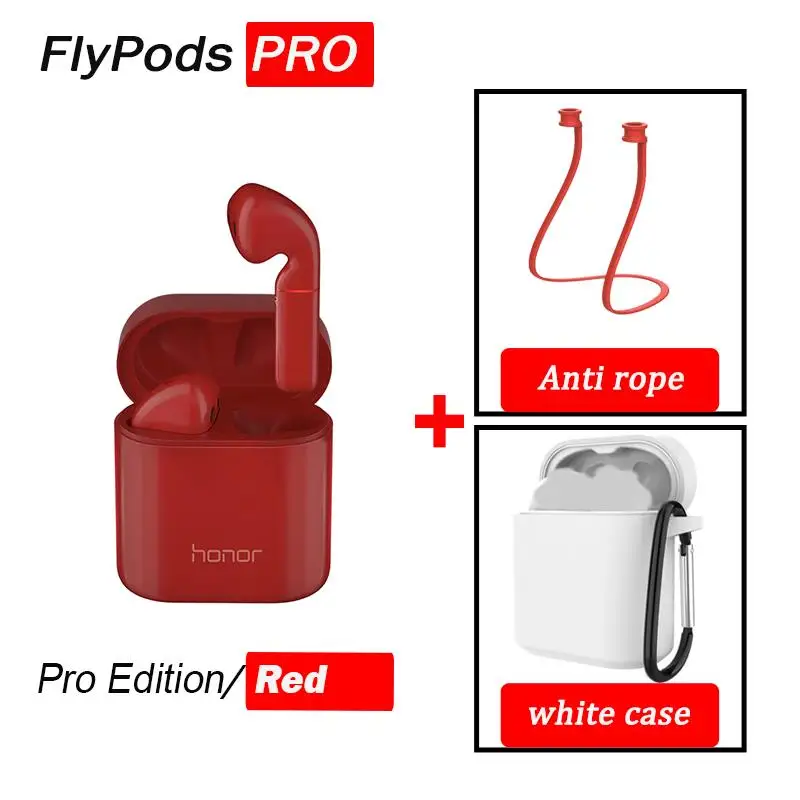 red pro white case Honor Flypods/flypods pro Беспроводные сенсорные водонепроницаемые динамические наушники с управлением беспроводным зарядным устройством Bluetooth 5,0 - Цвет: red pro white case