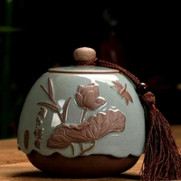 large capacity ceramic tea caddy portable sealed tea jar container tea bag storage box caja para te kitchen organizer bc50cg