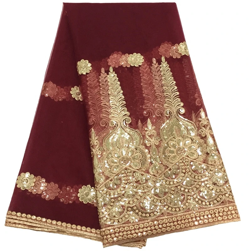 Высококачественная искусственная кружевная ткань бордовый французский