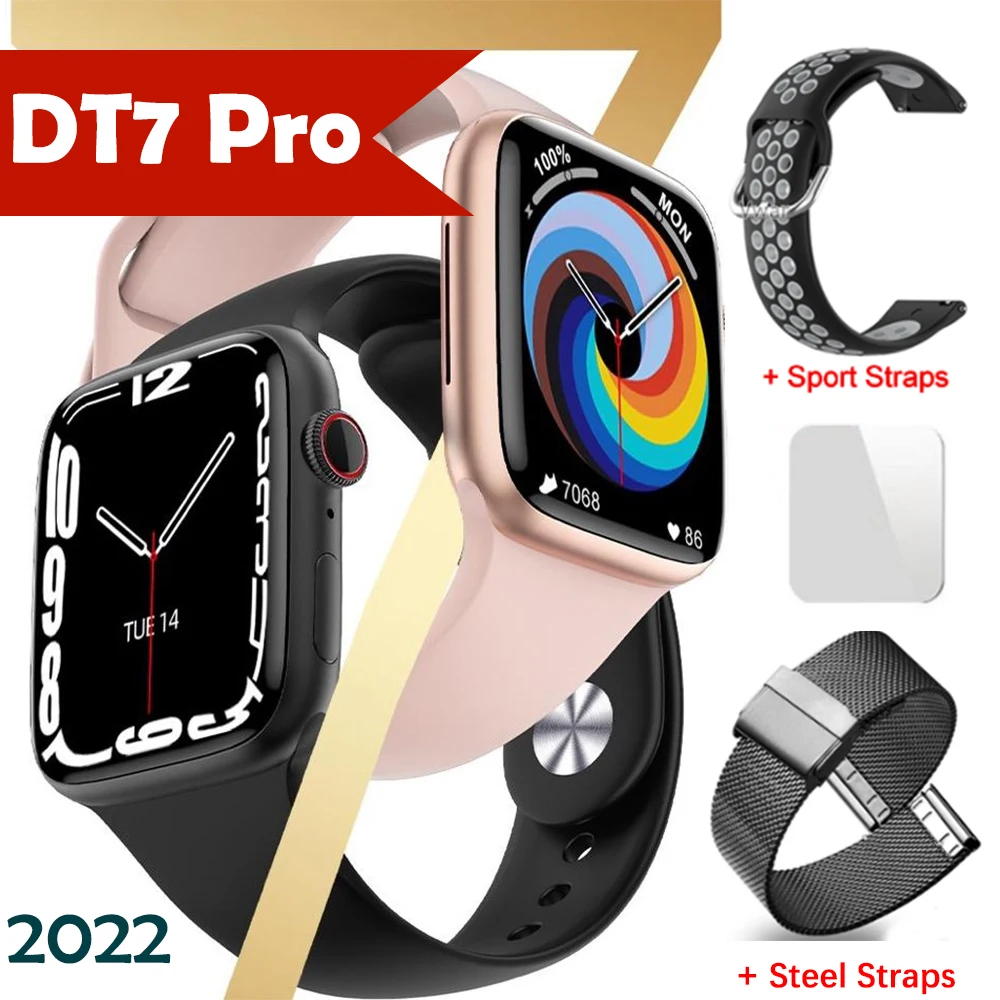 

Оригинальные Смарт-часы DT7 Pro серии 7 2 кнопки GPS трекер Bluetooth Вызов Беспроводная зарядка для мужчин и женщин 45 мм 2022 для IOS Android