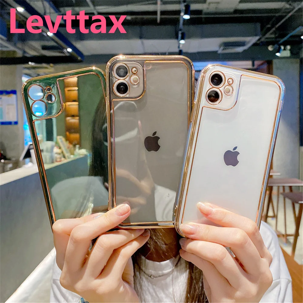 

Роскошный прозрачный чехол 100 шт./лот для iphone 12 pro Max 11 XS x XR 7 8 6 plus se20, противоударный мягкий чехол для защиты объектива