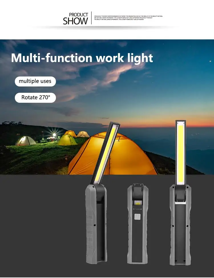 LumiParty COB+ светодиодный портативная Рабочая лампа USB Перезаряжаемый Магнитный факел Гибкая инспекционная лампа Рабочий свет
