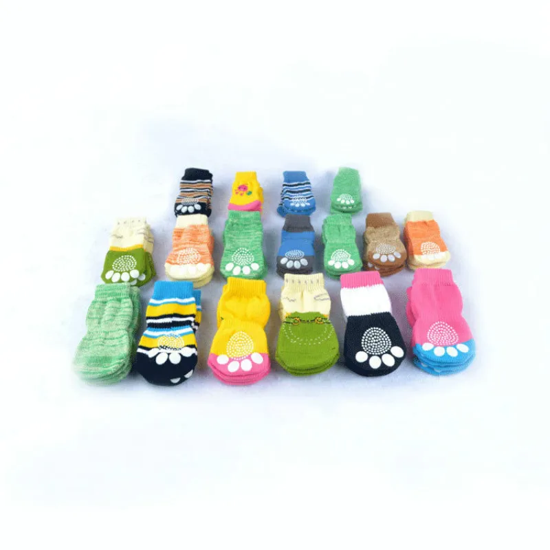 Носки для собак из полиэстера с рисунком щенка Нескользящие носки в горошек