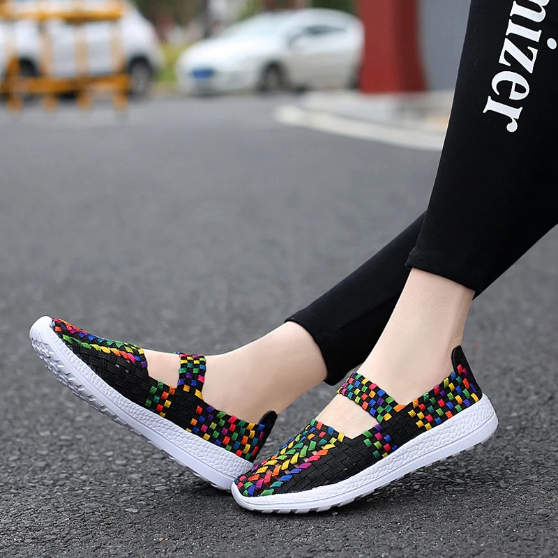Женская Повседневная летняя дышащая плетеная обувь ручной работы модная удобная