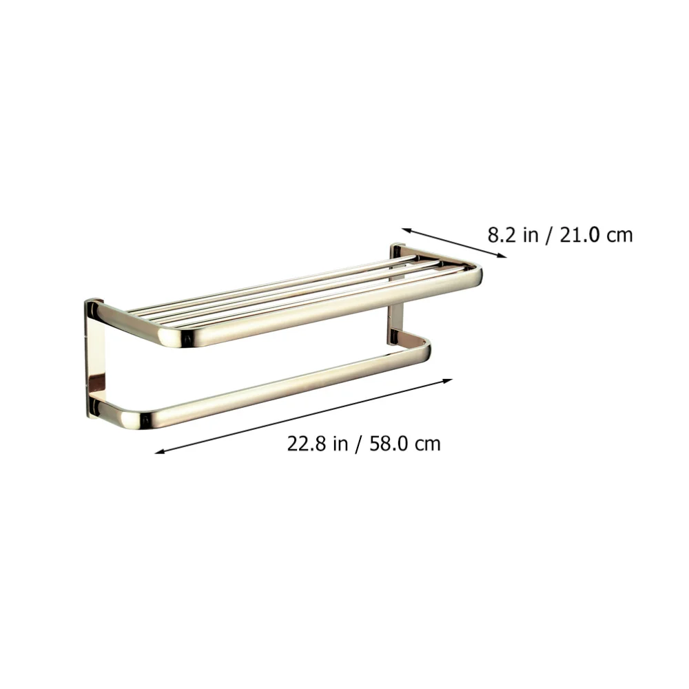 

1Pc Bathroom Brass Towel Shelf Multifunctional Brass Towel Rack (Golden)