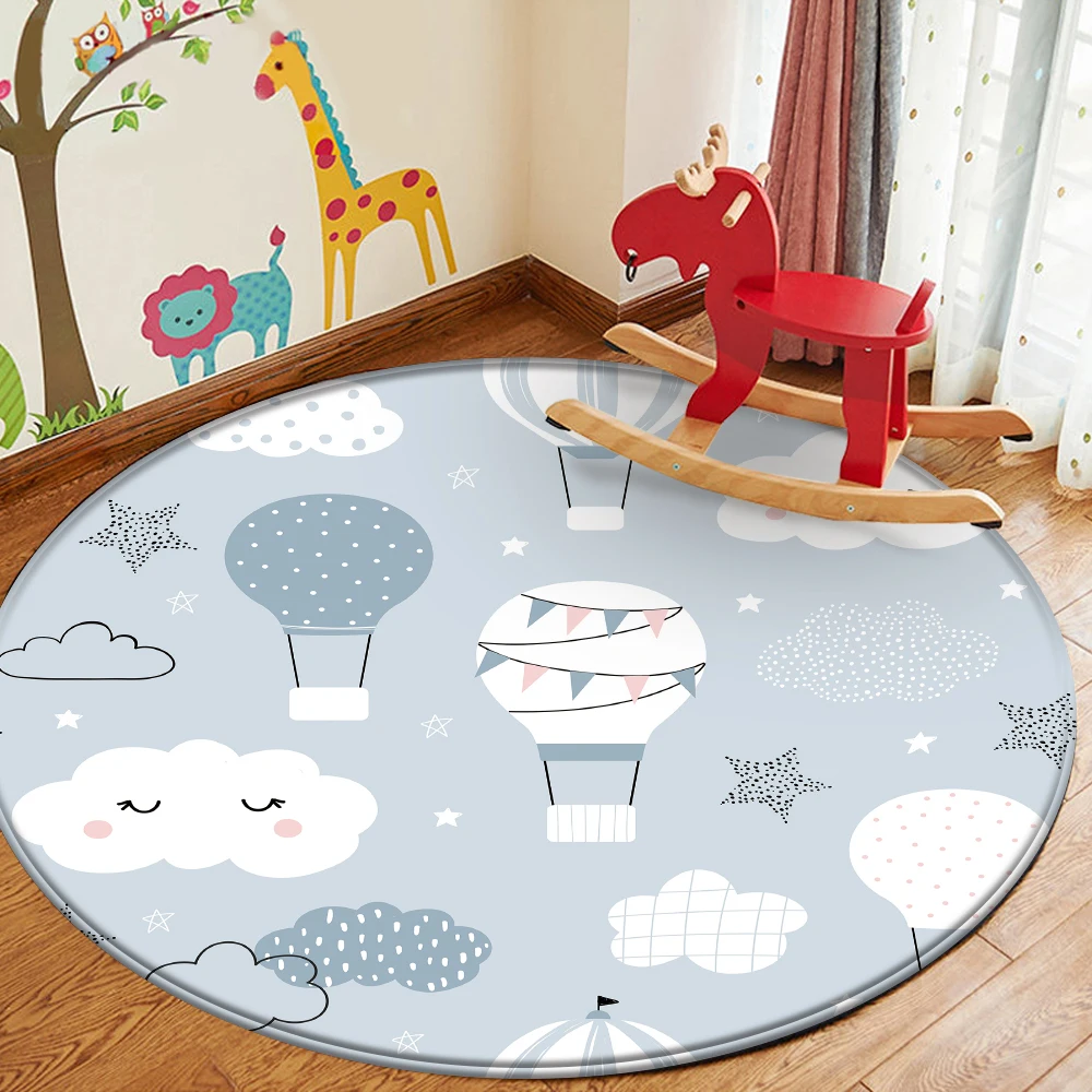 Мультяшный напольный нескользящий фланелевый ковер с рисунком облаков для