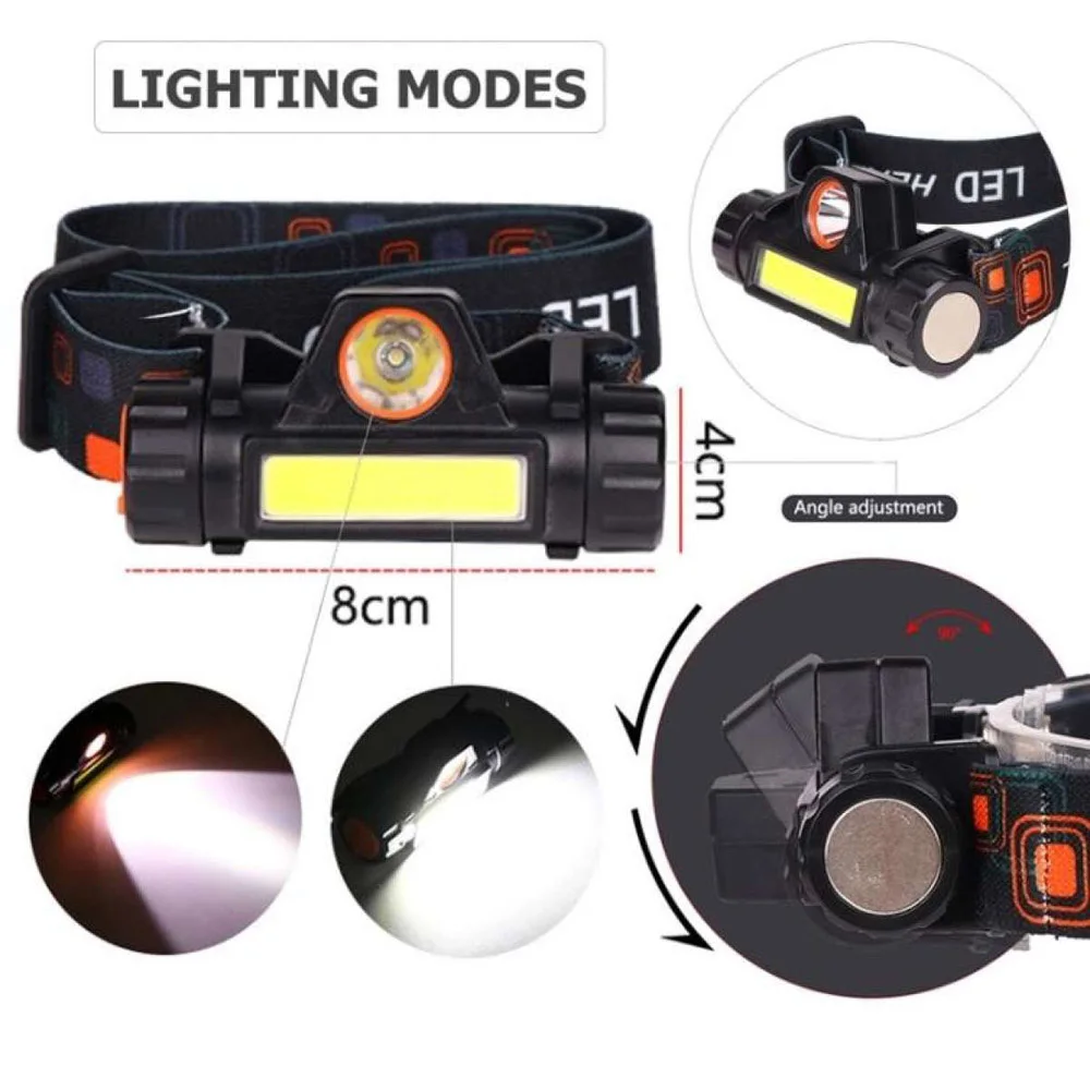 

Headlamp Flashlight USB Rechargeable Cob Led Headlight Waterproof Head Lights for Outdoors Mountaineering Fishing
