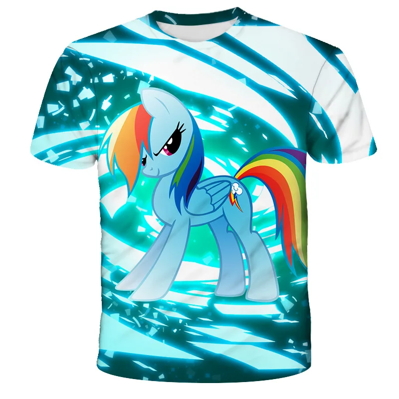 

2021 Hot Comic My Little Pony 3D Print T shirt Boys And Girls Happy Birthday Gift Clothes Baby Cartoon Funny T-shirt 4T-14T