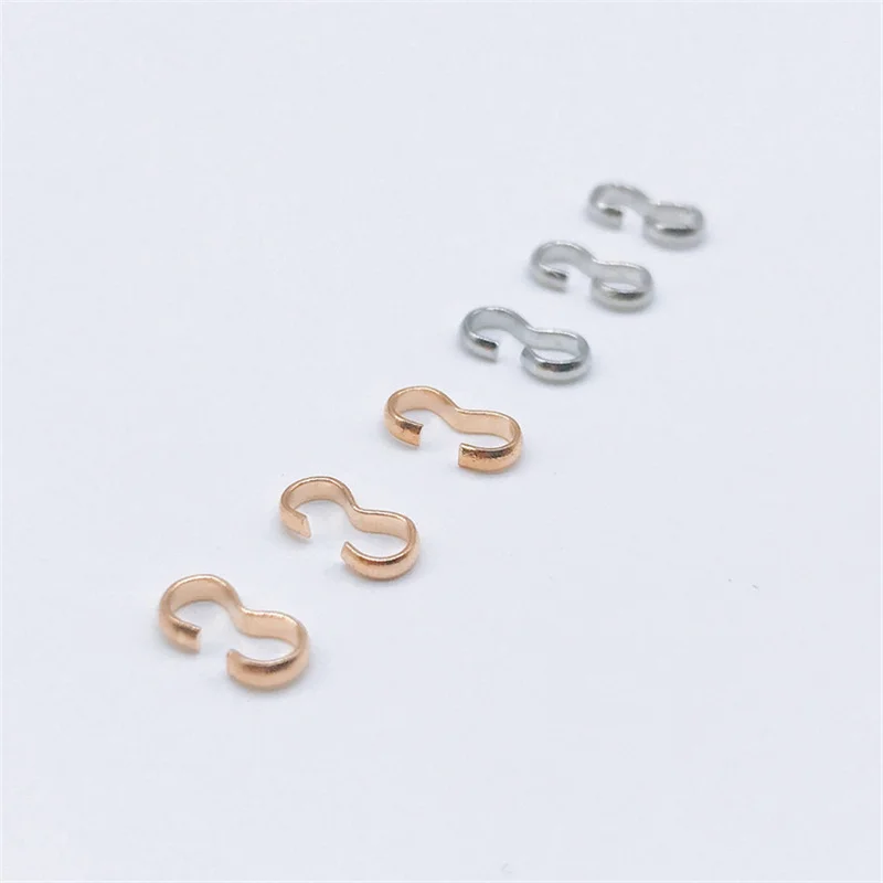 

100pcs 4*8 mm Number "3" Ends Fastener Connectors Links Brass Rope Connect Clasps Closed Rings Supplies For DIY Jewelry Finding