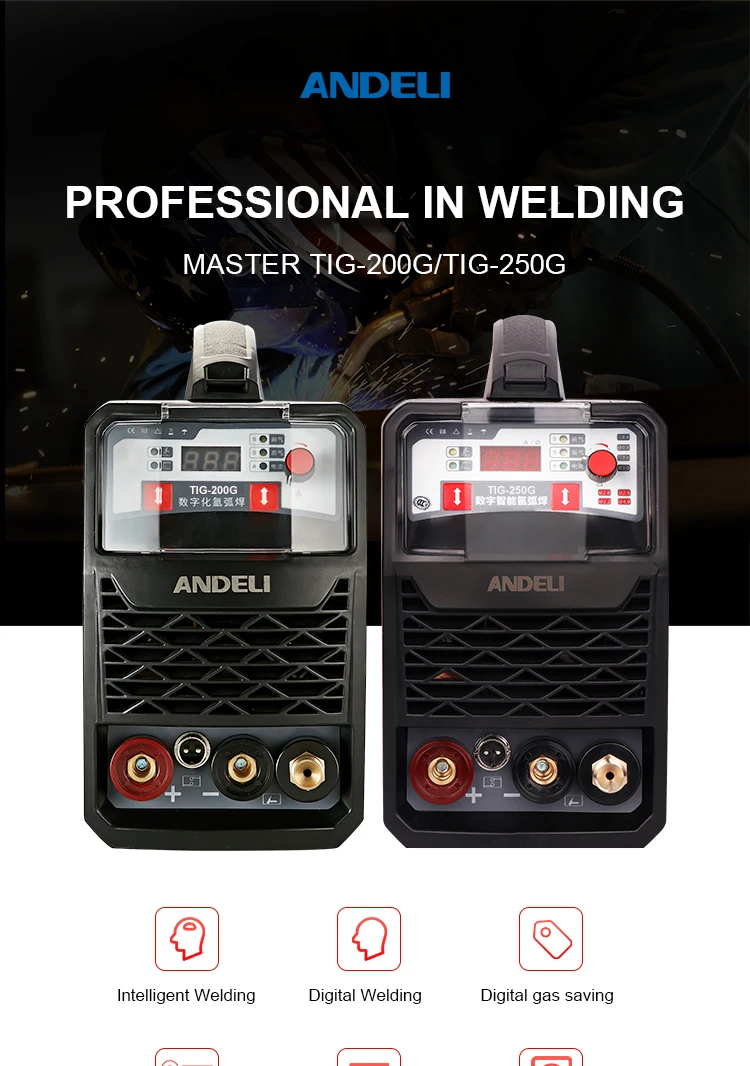 ANDELI умный портативный одиночный фаза igbt инвертор TIG-250G Tig сварочный аппарат Tig/MMA Argon Arc сварочный аппарат 2 в1 сварной шов