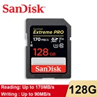 Карта памяти SanDisk Extreme PRO, высокоскоростная карта памяти SDHC, класс 10, 95 МБс.с, 128 ГБ, 64 ГБ, 32 ГБ, 16 ГБ, 256 ГБ, 512 ГБ, V30, для камеры