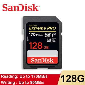 Карта памяти SanDisk Extreme PRO, высокоскоростная карта памяти SDHC, класс 10, 95 МБс.с, 128 ГБ, 64 ГБ, 32 ГБ, 16 ГБ, 256 ГБ, 512 ГБ, V30, для камеры