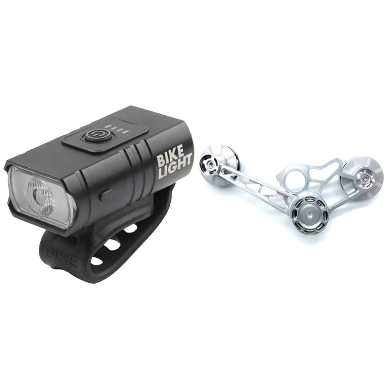 

1 Pcs T6 LED Bicycle Light USB Rechargeable Power Display & 1 Pcs Folding Bike Chain Tensioner 2-3-6 Speed