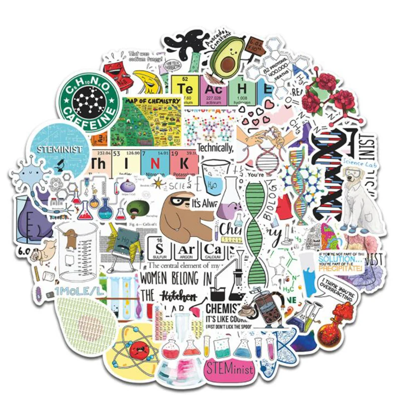 

50PCS Science Physics Chemistry Lab Stickers For Case DIY Luggage Laptop Skateboard Motorcycle Bicycle Decals Computer Stickers