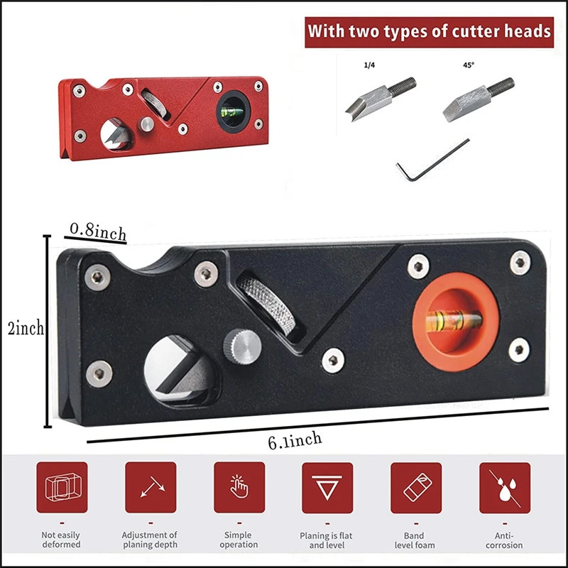 

Chamfer Plane, Quick Edge Trimming Chamfer, Wood Hand Edge Planer Corner Chamfering Tool for Woodworking ,2 Cutter Heads