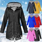 2021 женские длинные ветрозащитные пальто с капюшоном, осенне-зимний Тренч, повседневный модный уличный дождевик, водонепроницаемые однотонные куртки для кемпинга