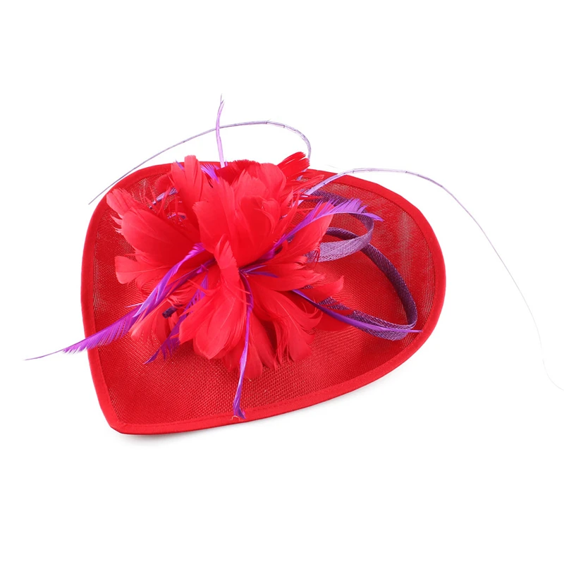 

red Kenducky derby headwear cocktail feathers fascinators hats wedding chapeau caps women ladies female elegant hair accessories