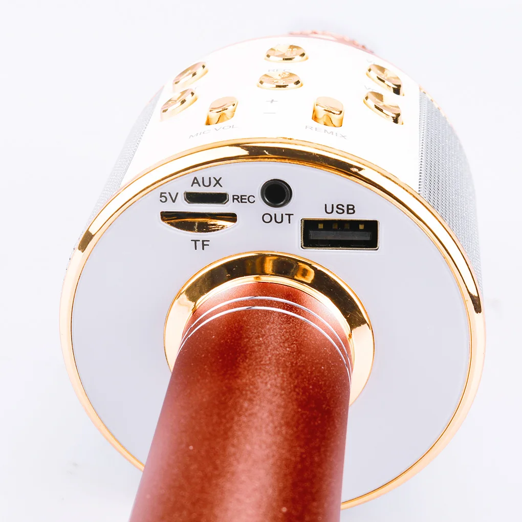 

Wireless Karaoke Microphone Bluetooth Handheld Portable Speaker Home KTV Player with Dancing LED Lights Record Function for Kids