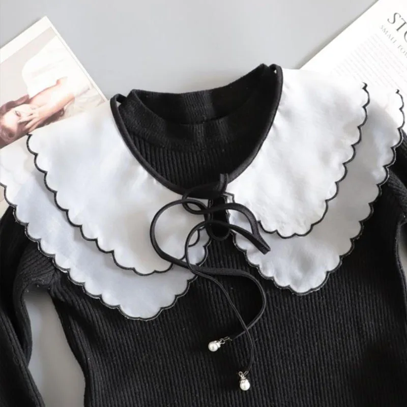 

Embroidery Fake Collar Women Detachable Collars Big Lapel White False Collar Shirt Shawl Kragen Sahte Yaka Kraagje Nep Dames