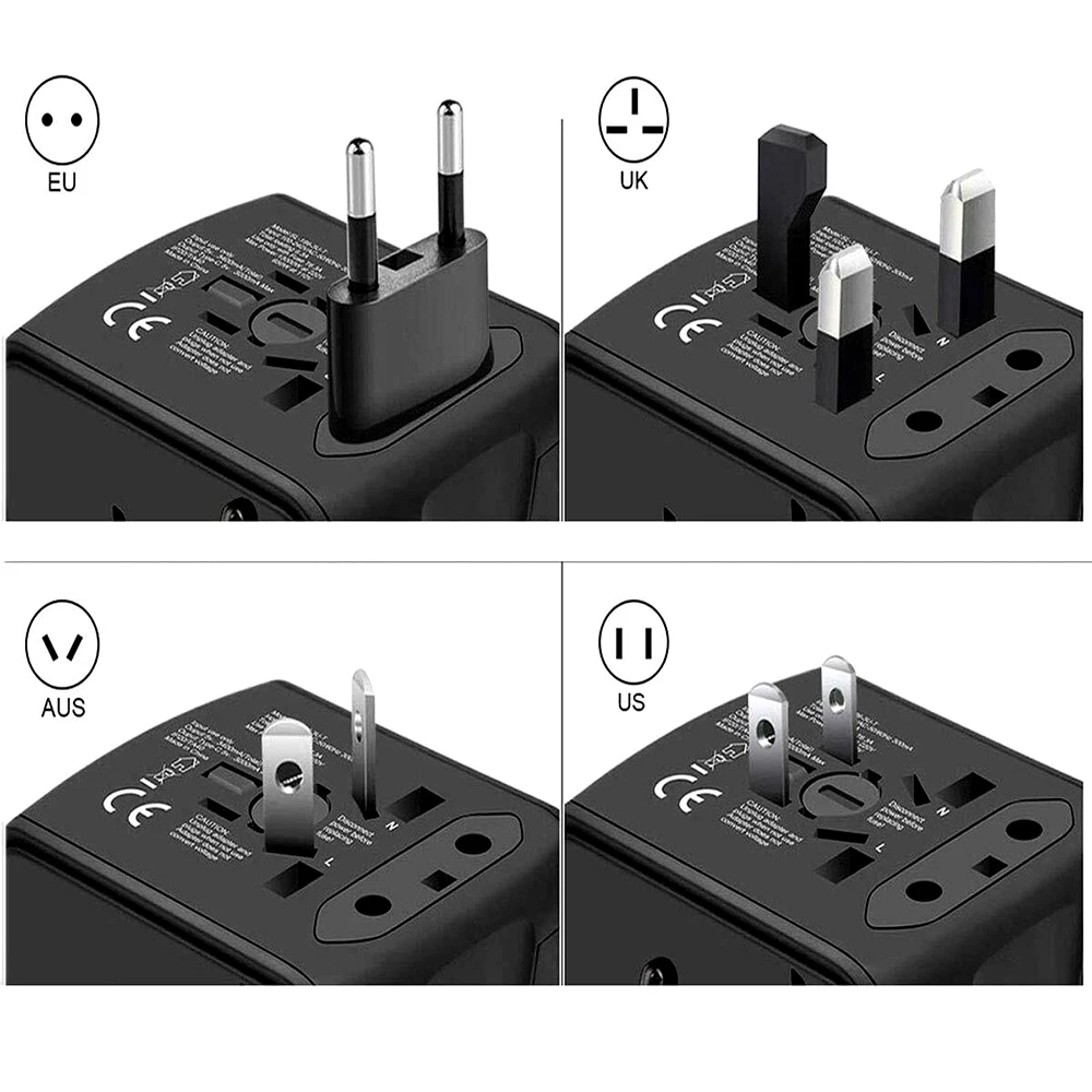 

Universal Travel Adapter 4 USB 2.4A Charger AC Power International Wall Charger Power Plug Adapter