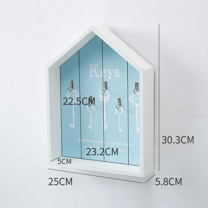 

Wall Mounted Key Holder Wooden House Shape Key Storage Box Wood Key Hanger Rack Wall Organizer Vintage Keys Storage Racks
