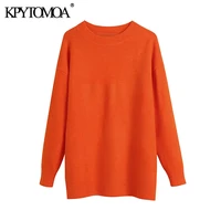 kpytomoa women 2021 fashion soft touch loose knitted sweater vintage o neck long sleeve female pullovers chic tops