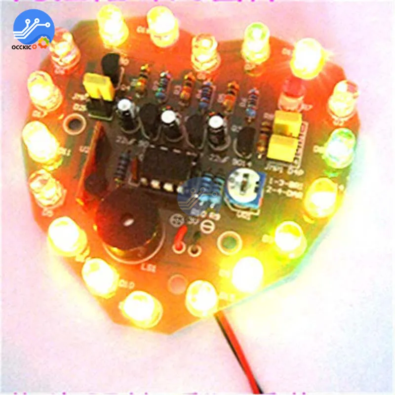 3 V-5 V Регулируемый Питание печатной платы цикл лампа люкс макет светодиодный электронный производство Наборы в форме сердца на Рождество
