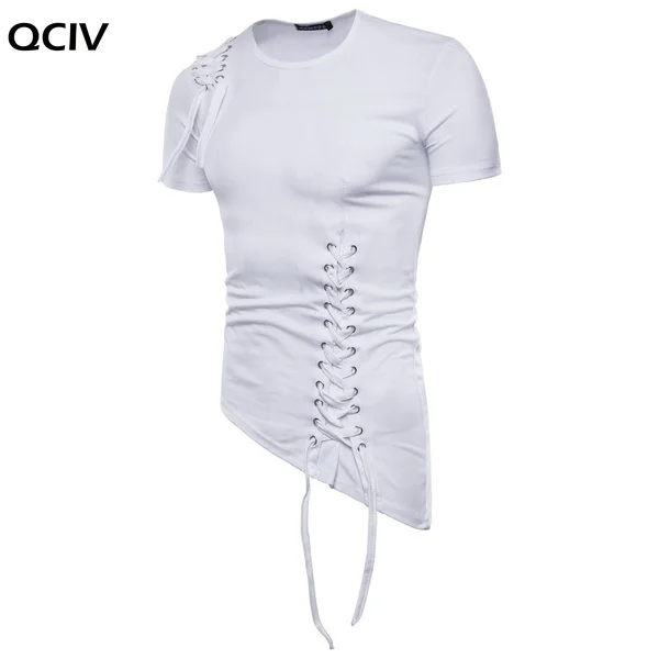 

Men Summer New Short Sleeve T-shirt with Irregular Design Knitting Rope Fashion T-Shirt Men Camisetas Hombre