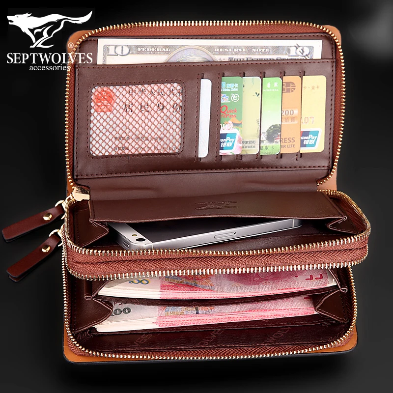 Модная брендовая мужская сумка Septwolves из спилка вместительные деловые мужские