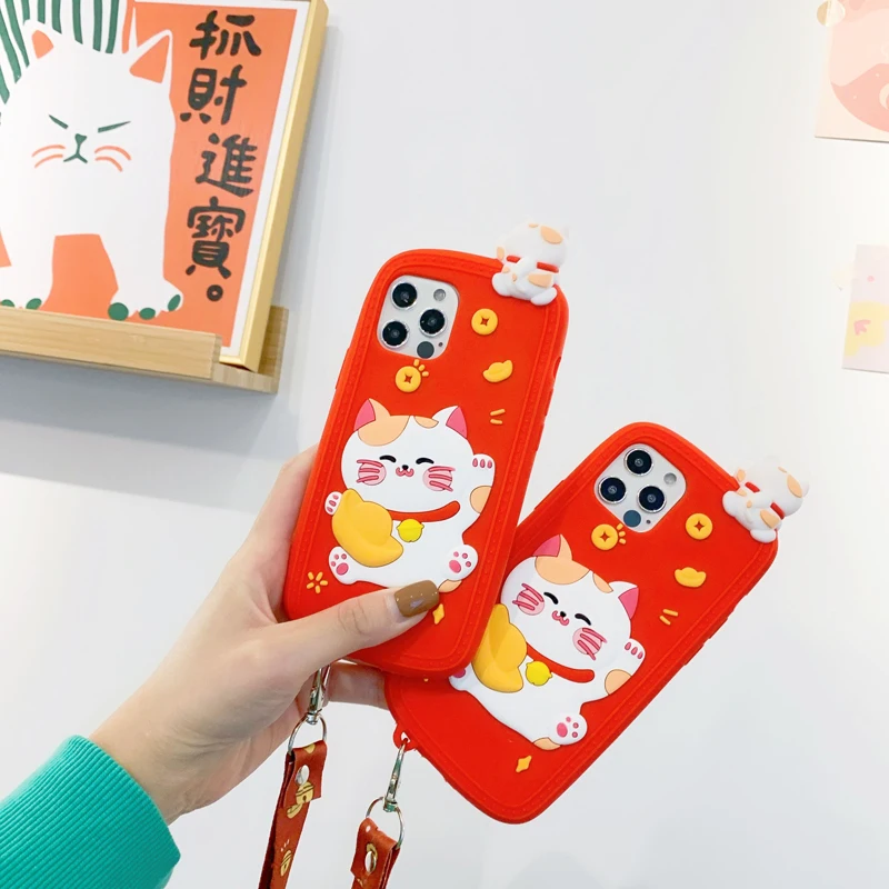 

The lucky cat pattern is suitable for iPhone 11 and iPhone 12 series mobile phone cases
