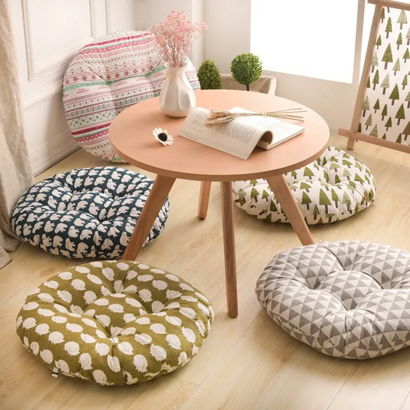 

Round Shape 2 Size Seat Cushion Silk Cotton Core Cotton Polyester Tatami Cushion Pillow Home Decoration Car Soft Sofa Cushion