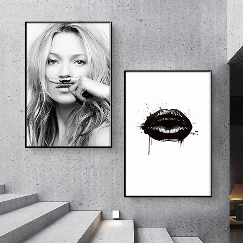 Скандинавские минималистичные постеры и принты Supermodel Kate Moss скандинавские - Фото №1