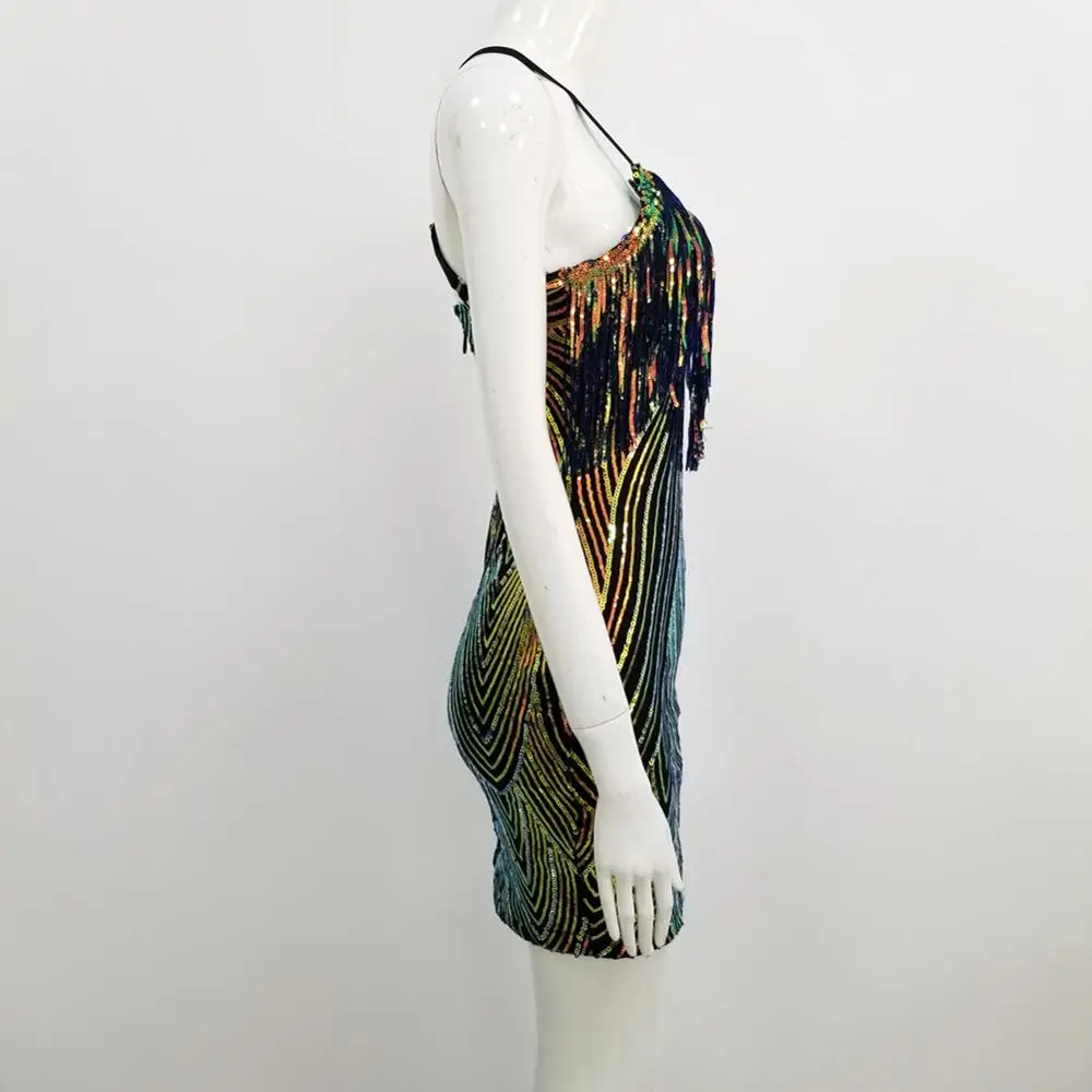 Женское блестящее вечернее платье сексуальное Сетчатое с блестками лето