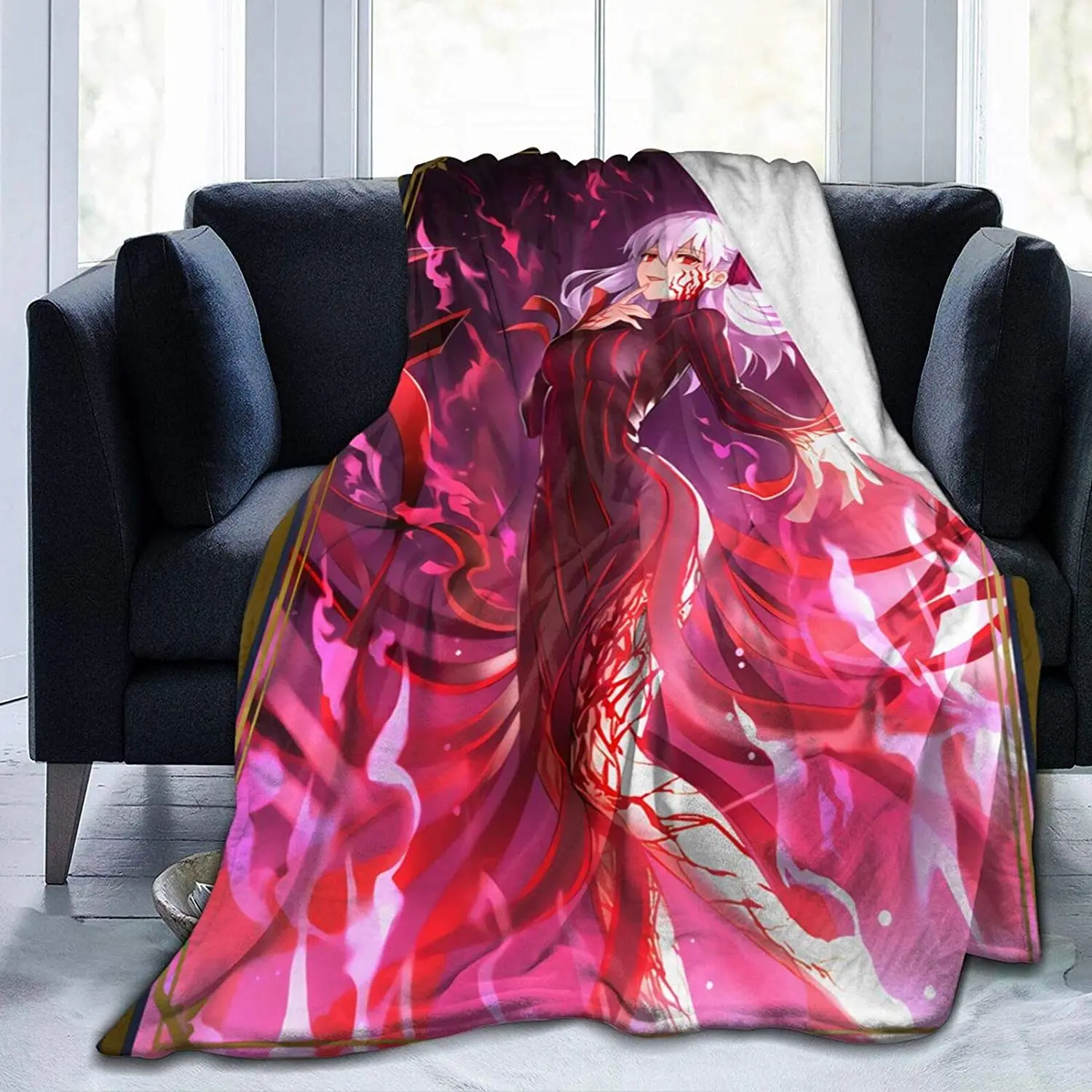

Fate Stay Night Heavens Feel Anime Flannel Blankets, Super Soft Bedding, Plush Blankets for Sofas, Air-Conditioning Blankets
