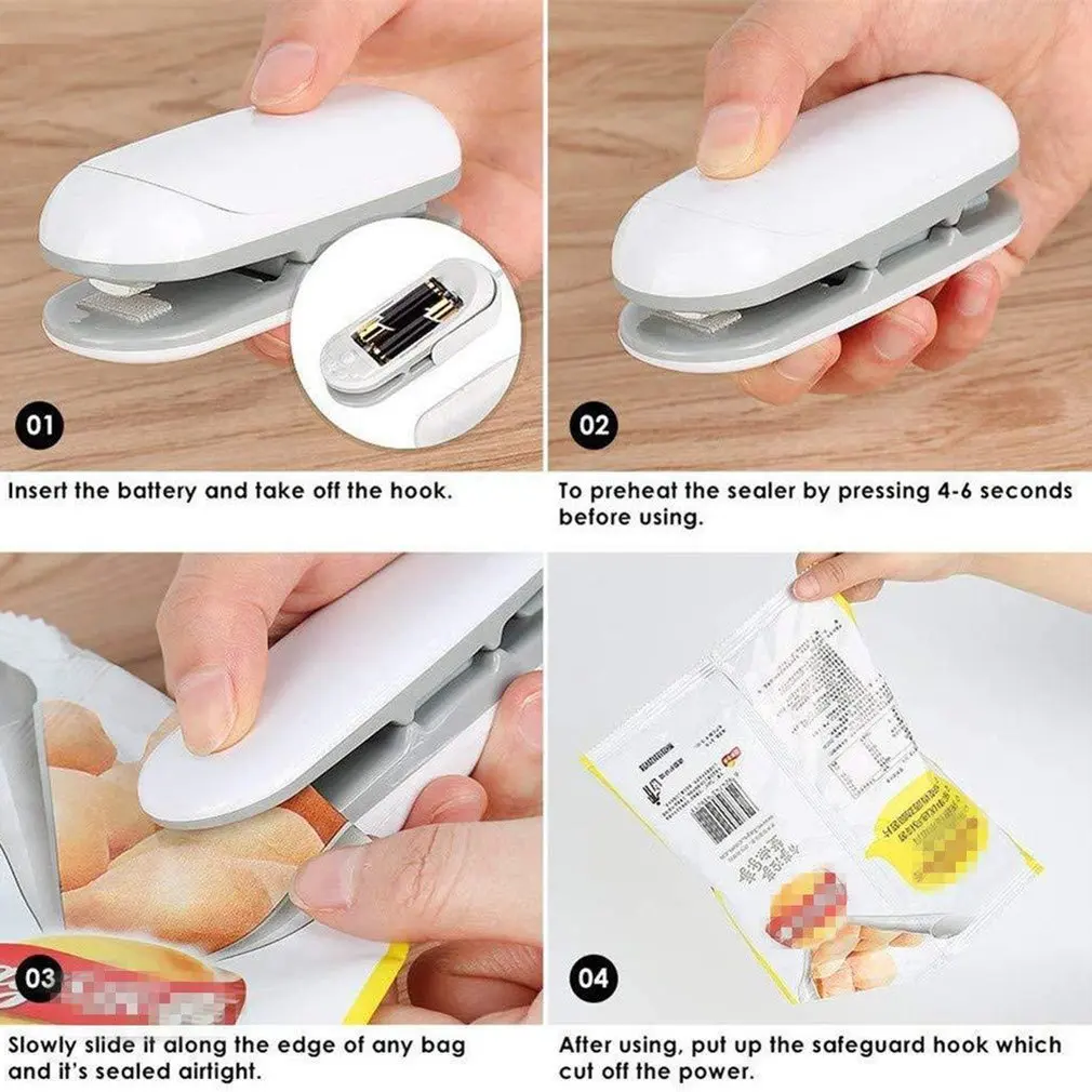 

Handheld vacuum sealer / 2-in-1 heat sealer and cutter re-sealer plastic bag food storage snack bag fresh bag sealer 1pcs
