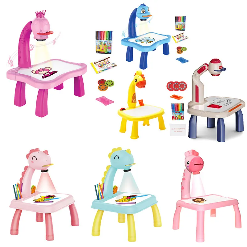 

Children Led Projector Art Drawing Table Toys Kids Painting Board Desk Arts Crafts Educational Learning Paint Toys for Kids Gift