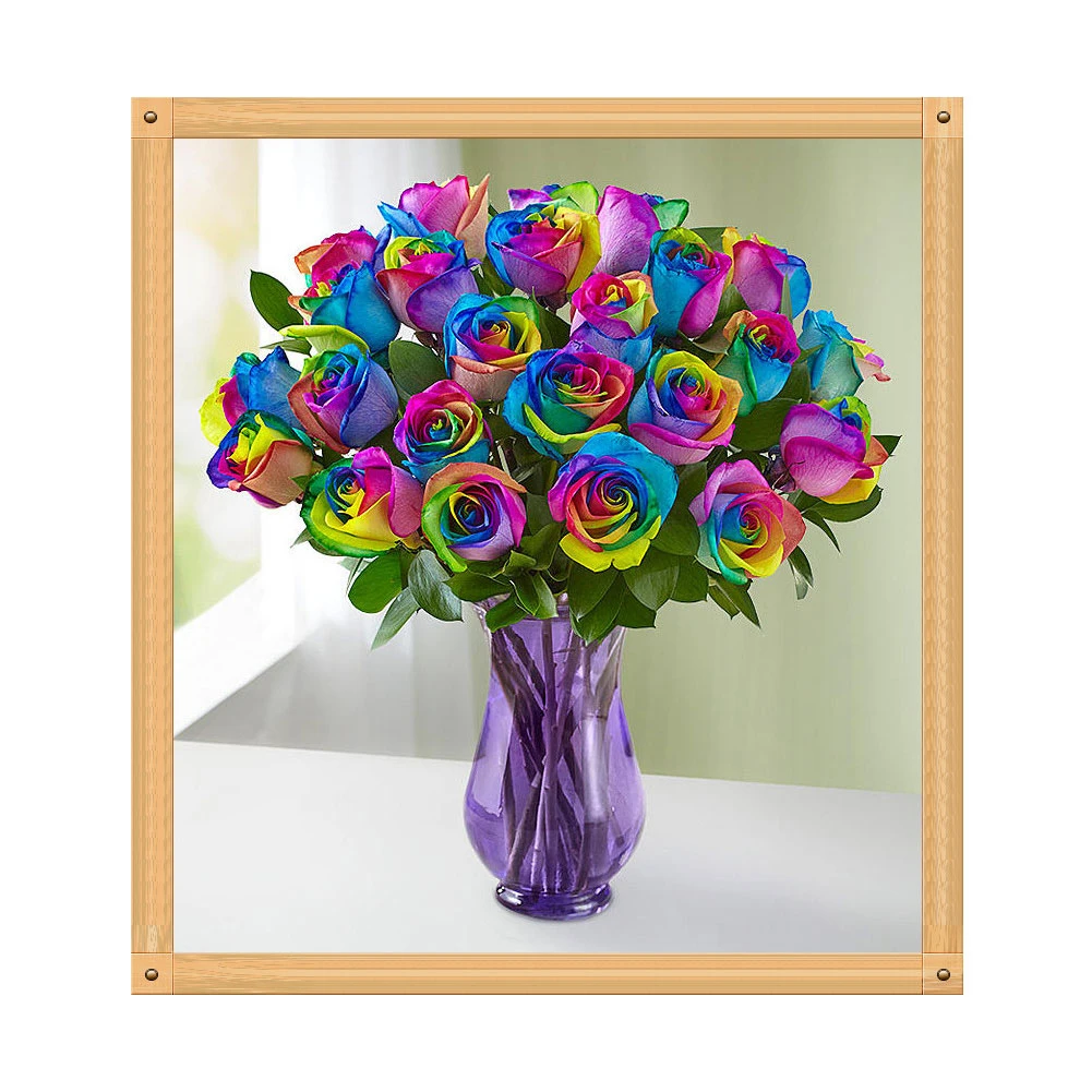 30x30 см Роза Хризантема ваза для цветов DIY мозаика Полный Круглый Алмаз живопись |