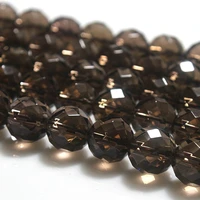 natural round smoke quartz 64cut crystal gemstone loose beads 6 8 10 12mm for necklace bracelet diy jewelry making