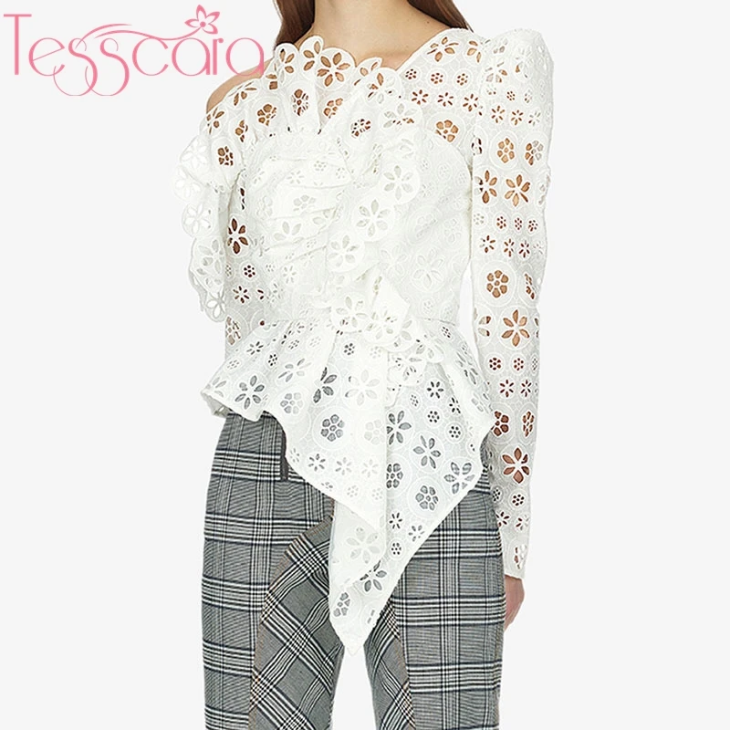 Женская модельная Роскошная блузка TESSCARA с вышивкой рубашка высококачественный