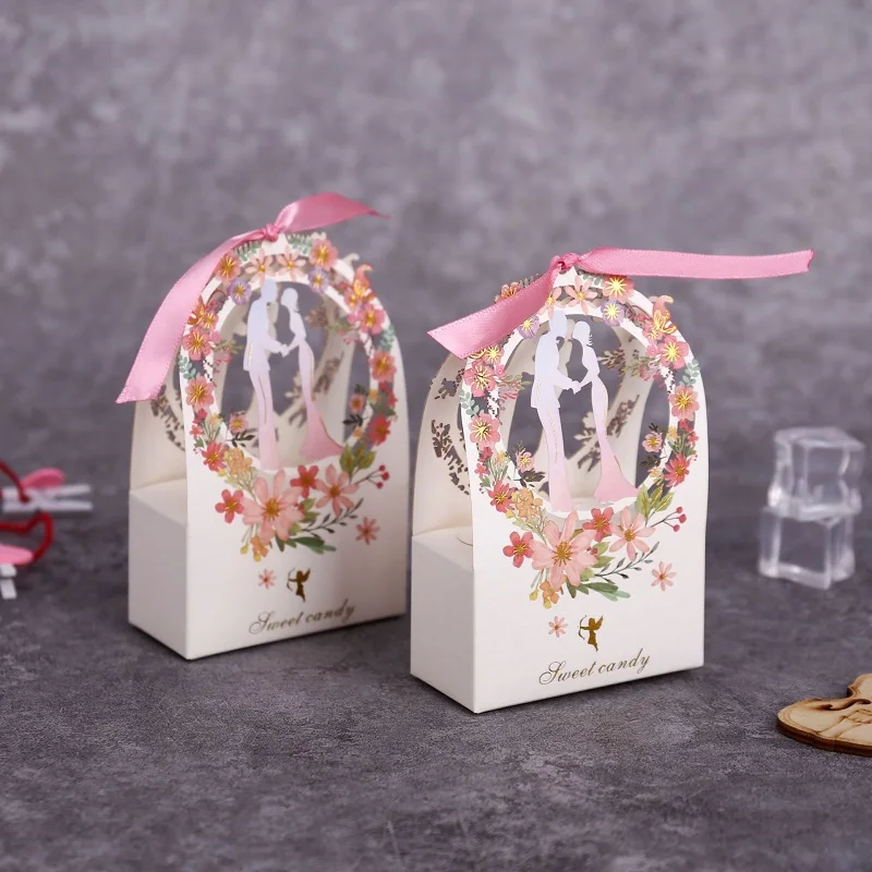 

Gift Box Packaging Wedding Sweet Candy Bride & Groom Flower Small Boxes Thank You Box for Guest Wedding Favors Party Supplies